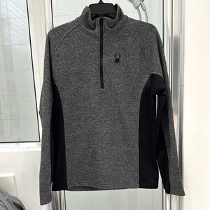 Spyder Quarter Zip Gray Black Jacket Size Medium